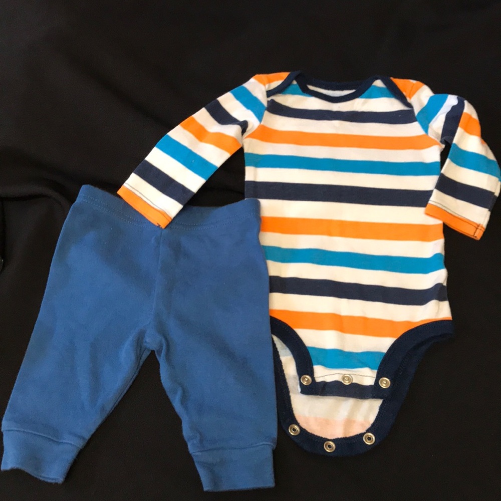 Colorful Striped Bodysuit with matching sweats 0-3